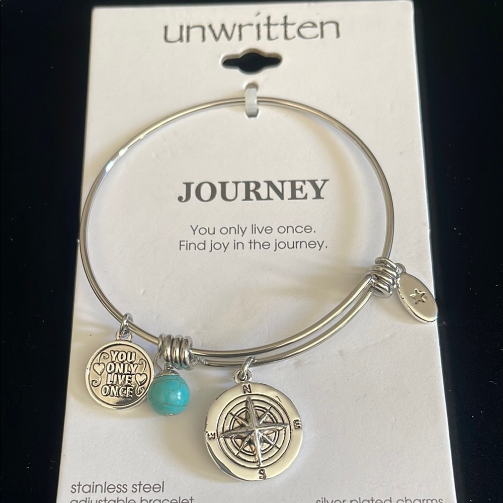 Unwritten Silver Charm Bracelet with Turquoise Accent